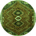 Square Persian Green Traditional Rug, tr849grn