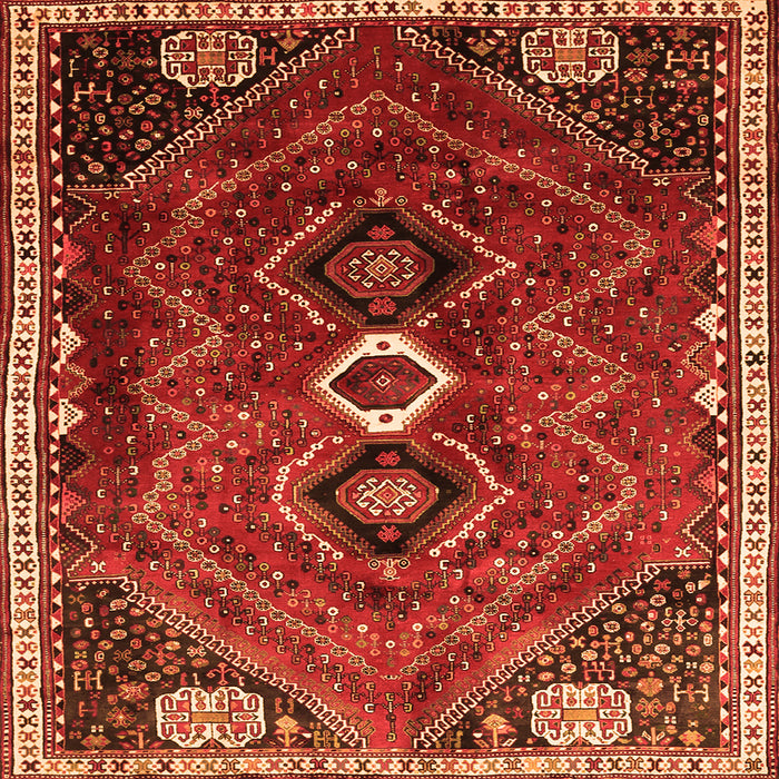 Round Machine Washable Persian Orange Traditional Area Rugs, wshtr849org