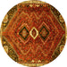 Round Persian Yellow Traditional Rug, tr849yw