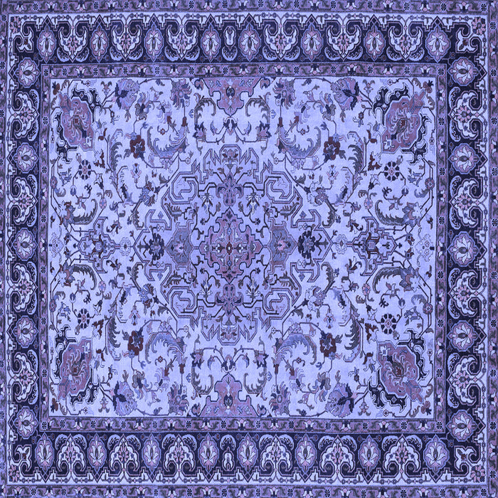 Square Machine Washable Persian Blue Traditional Rug, wshtr84blu