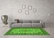 Machine Washable Persian Green Traditional Area Rugs in a Living Room,, wshtr84grn