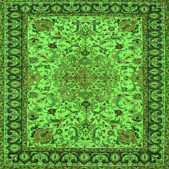Round Machine Washable Persian Green Traditional Area Rugs, wshtr84grn