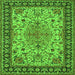 Round Machine Washable Persian Green Traditional Area Rugs, wshtr84grn