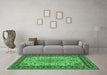 Machine Washable Persian Emerald Green Traditional Area Rugs in a Living Room,, wshtr84emgrn