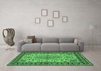 Machine Washable Persian Emerald Green Traditional Rug, wshtr84emgrn