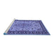 Sideview of Machine Washable Persian Blue Traditional Rug, wshtr84blu