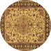 Round Persian Brown Traditional Rug, tr84brn