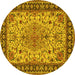 Round Machine Washable Persian Yellow Traditional Rug, wshtr84yw