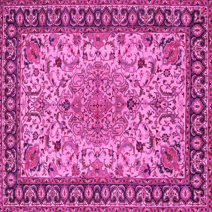 Square Machine Washable Persian Pink Traditional Rug, wshtr84pnk