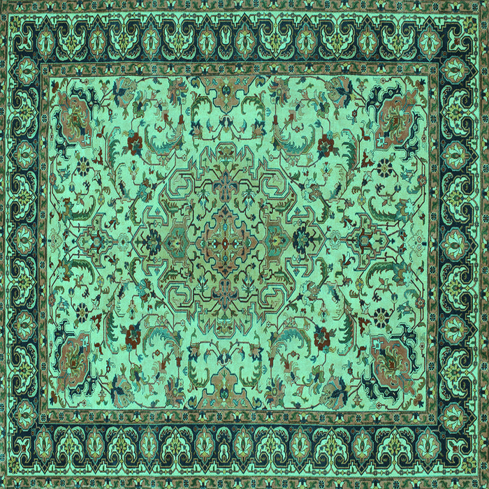 Square Machine Washable Persian Turquoise Traditional Area Rugs, wshtr84turq