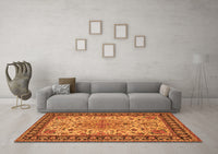 Machine Washable Persian Orange Traditional Rug, wshtr84org