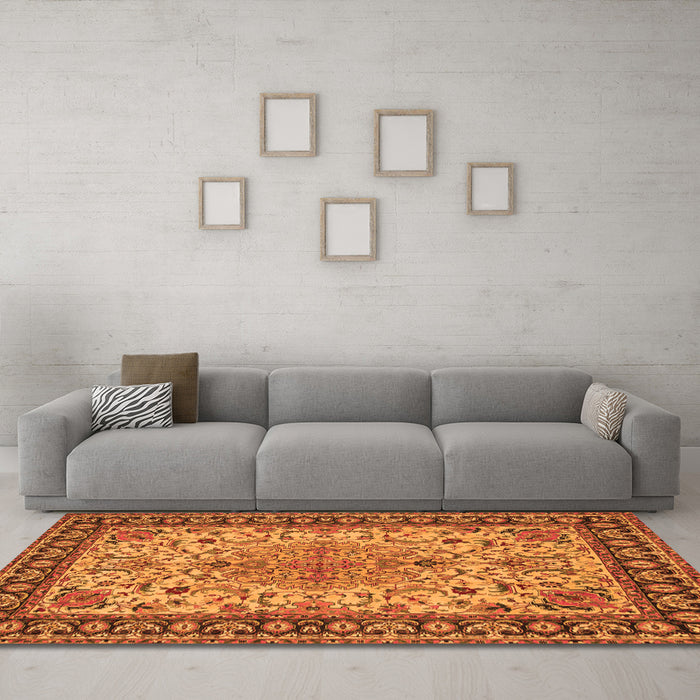 Machine Washable Persian Orange Traditional Area Rugs in a Living Room, wshtr84org