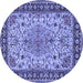 Round Machine Washable Persian Blue Traditional Rug, wshtr84blu