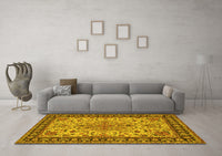 Machine Washable Persian Yellow Traditional Rug, wshtr84yw