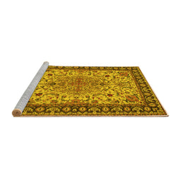 Sideview of Machine Washable Persian Yellow Traditional Rug, wshtr84yw