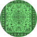 Round Persian Emerald Green Traditional Rug, tr84emgrn