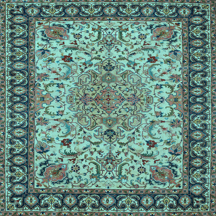Square Machine Washable Persian Light Blue Traditional Rug, wshtr84lblu
