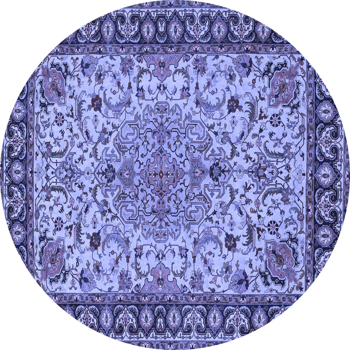 Round Persian Blue Traditional Rug, tr84blu