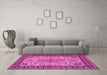 Machine Washable Persian Pink Traditional Rug in a Living Room, wshtr84pnk