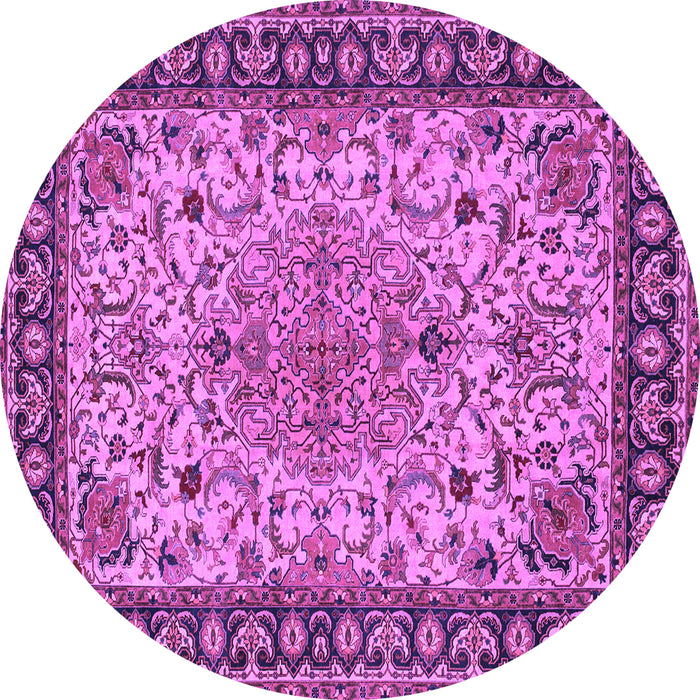 Round Machine Washable Persian Purple Traditional Area Rugs, wshtr84pur