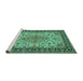 Sideview of Machine Washable Persian Turquoise Traditional Area Rugs, wshtr84turq