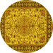 Round Persian Yellow Traditional Rug, tr84yw