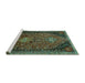 Sideview of Machine Washable Persian Turquoise Traditional Area Rugs, wshtr850turq