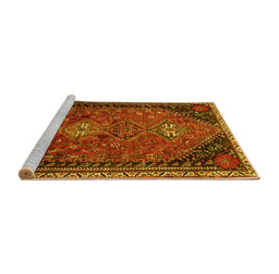 Sideview of Machine Washable Persian Yellow Traditional Rug, wshtr850yw