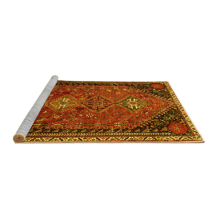 Sideview of Machine Washable Persian Yellow Traditional Rug, wshtr850yw