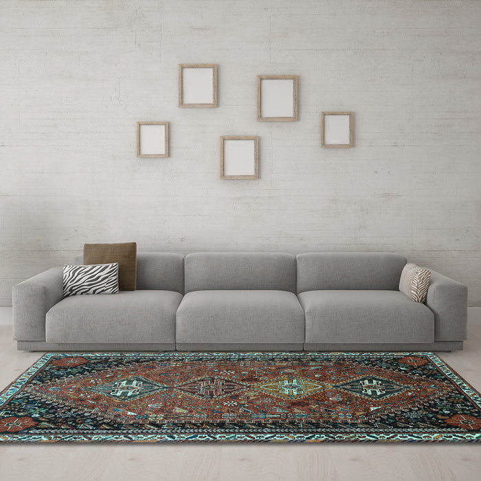 Machine Washable Persian Light Blue Traditional Rug in a Living Room, wshtr850lblu