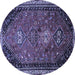 Round Machine Washable Persian Blue Traditional Rug, wshtr850blu