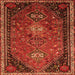 Round Machine Washable Persian Orange Traditional Area Rugs, wshtr850org