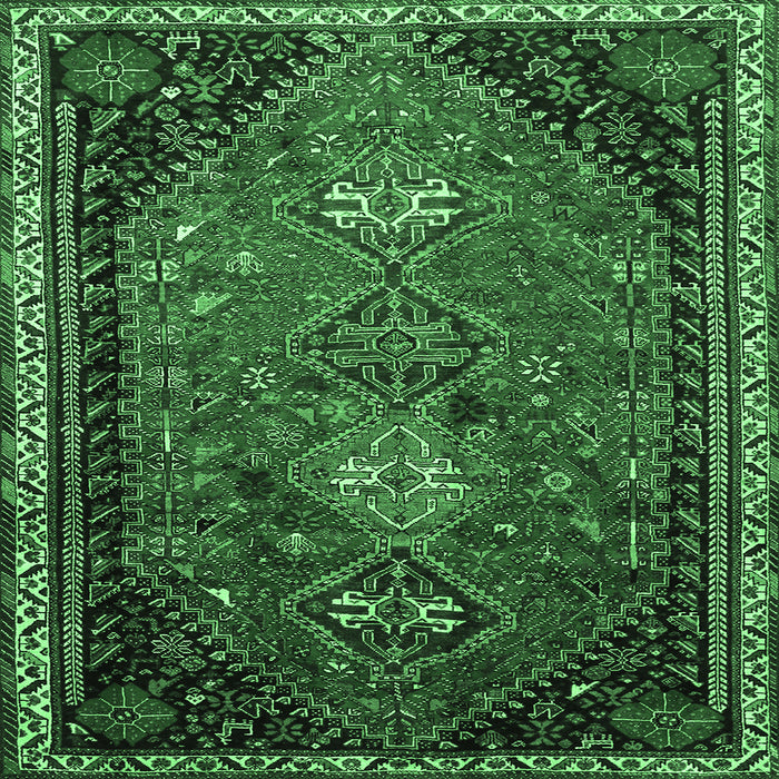 Square Machine Washable Persian Emerald Green Traditional Area Rugs, wshtr850emgrn