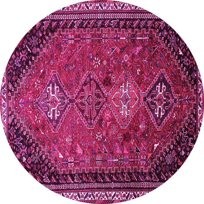 Round Machine Washable Persian Pink Traditional Rug, wshtr850pnk
