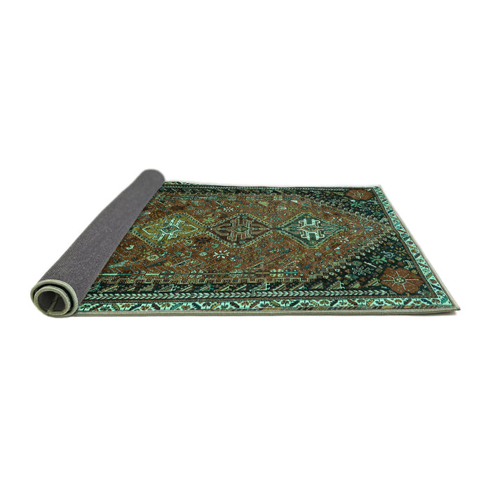 Sideview of Persian Turquoise Traditional Rug, tr850turq