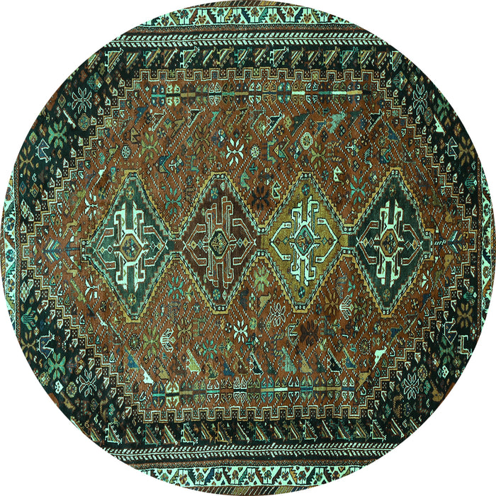 Round Persian Turquoise Traditional Rug, tr850turq