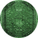 Round Persian Emerald Green Traditional Rug, tr850emgrn