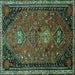 Square Machine Washable Persian Turquoise Traditional Area Rugs, wshtr850turq