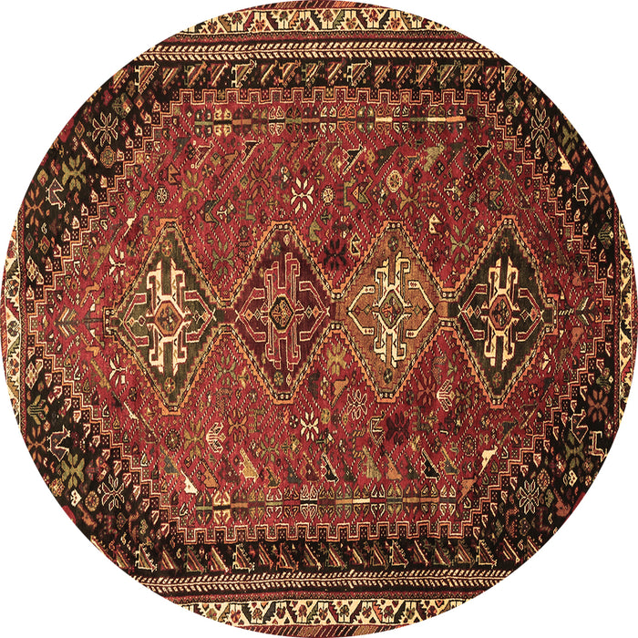 Round Persian Brown Traditional Rug, tr850brn