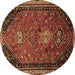 Round Persian Brown Traditional Rug, tr850brn