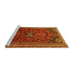 Sideview of Machine Washable Persian Yellow Traditional Rug, wshtr851yw