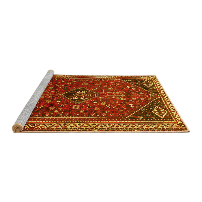 Sideview of Machine Washable Persian Yellow Traditional Rug, wshtr851yw