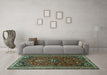 Machine Washable Persian Turquoise Traditional Area Rugs in a Living Room,, wshtr851turq