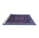 Sideview of Machine Washable Persian Blue Traditional Rug, wshtr851blu