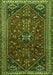 Serging Thickness of Machine Washable Persian Green Traditional Area Rugs, wshtr851grn