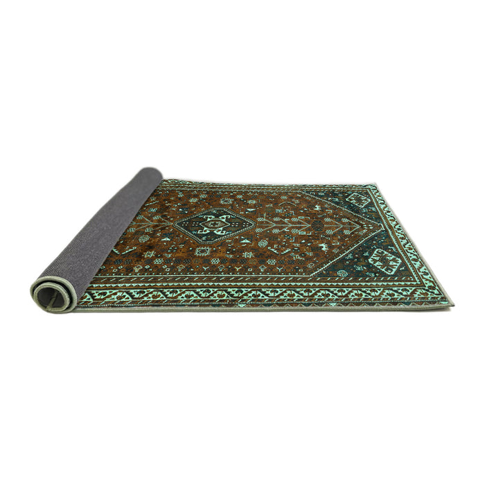 Sideview of Persian Turquoise Traditional Rug, tr851turq