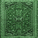 Square Machine Washable Persian Emerald Green Traditional Area Rugs, wshtr851emgrn
