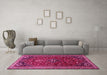 Machine Washable Persian Pink Traditional Rug in a Living Room, wshtr851pnk