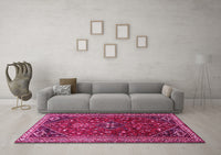 Machine Washable Persian Pink Traditional Rug, wshtr851pnk