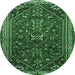 Round Persian Emerald Green Traditional Rug, tr851emgrn